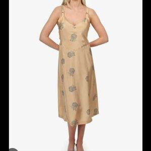 Horses Atelier Silk Slip Dress Gold Peony NWT size 2